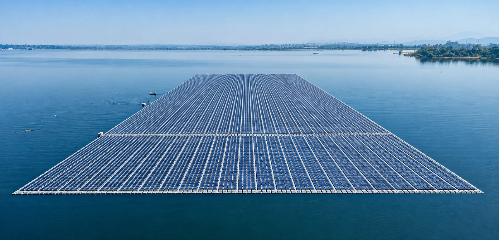 Large scale floating solar array installation