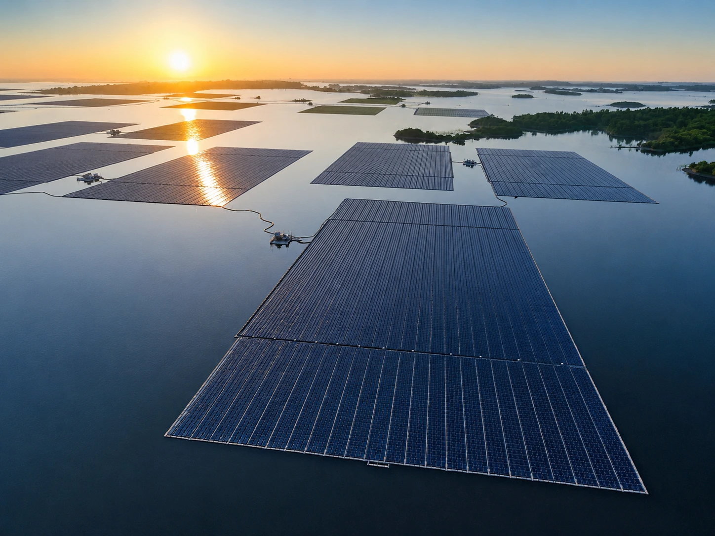 A large industrial floating solar power plant